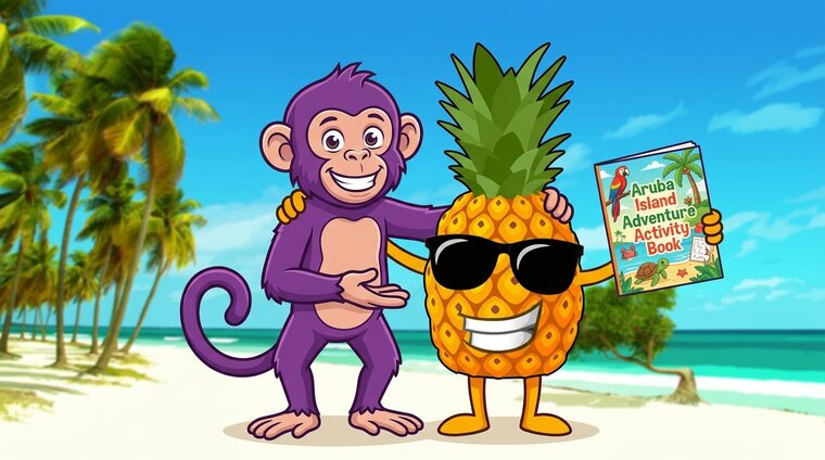 Milo the purple monkey introducing Mr Pineapple