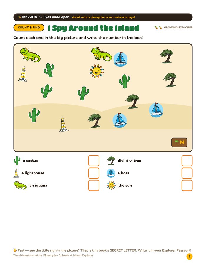 Counting page from Island Explorer