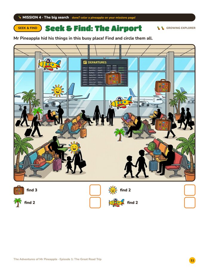 Scavenger hunt page from The Great Road Trip