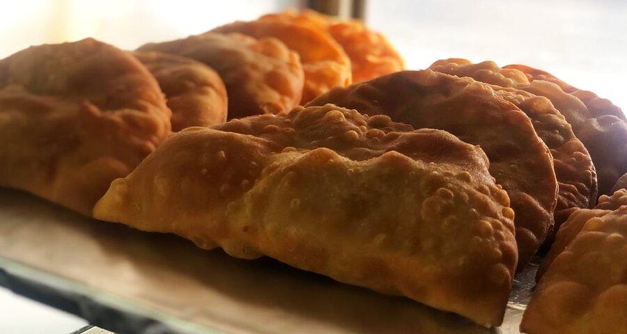 Fresh pastechi in the display case at Pineapple Express Aruba